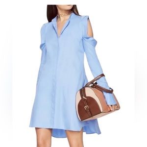 BCBGMAXAZRIA Jesse Cold Shoulder Cutout Blue Shirt Dress Size XS